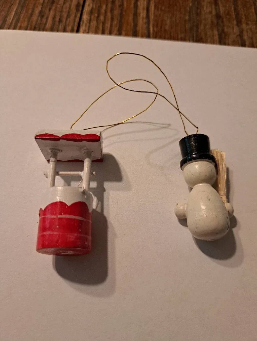 Vintage Wood Christmas Ornaments Lot 6 Hand Painted Wooden Rustic Farmhouse